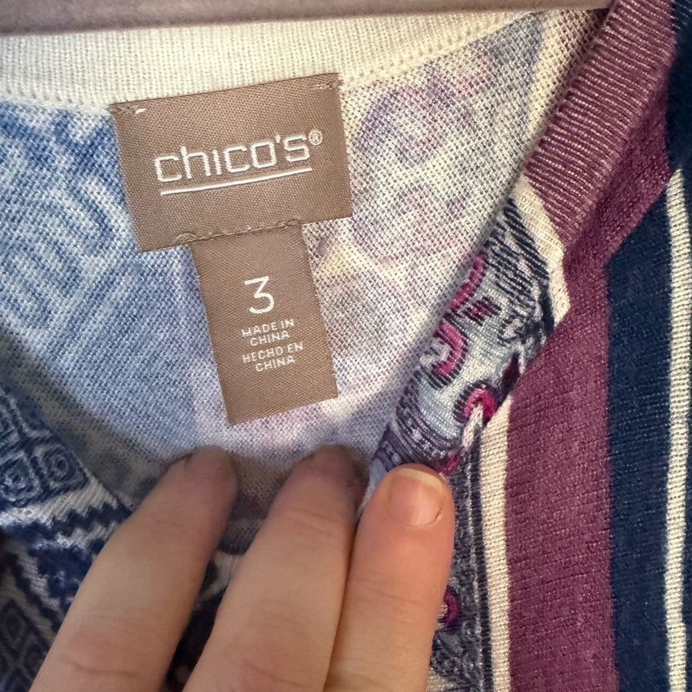 Chico's Multicolor Patterned Sweater Blouse - image 4
